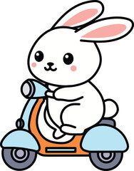 Cute rabbit riding scooter cartoon