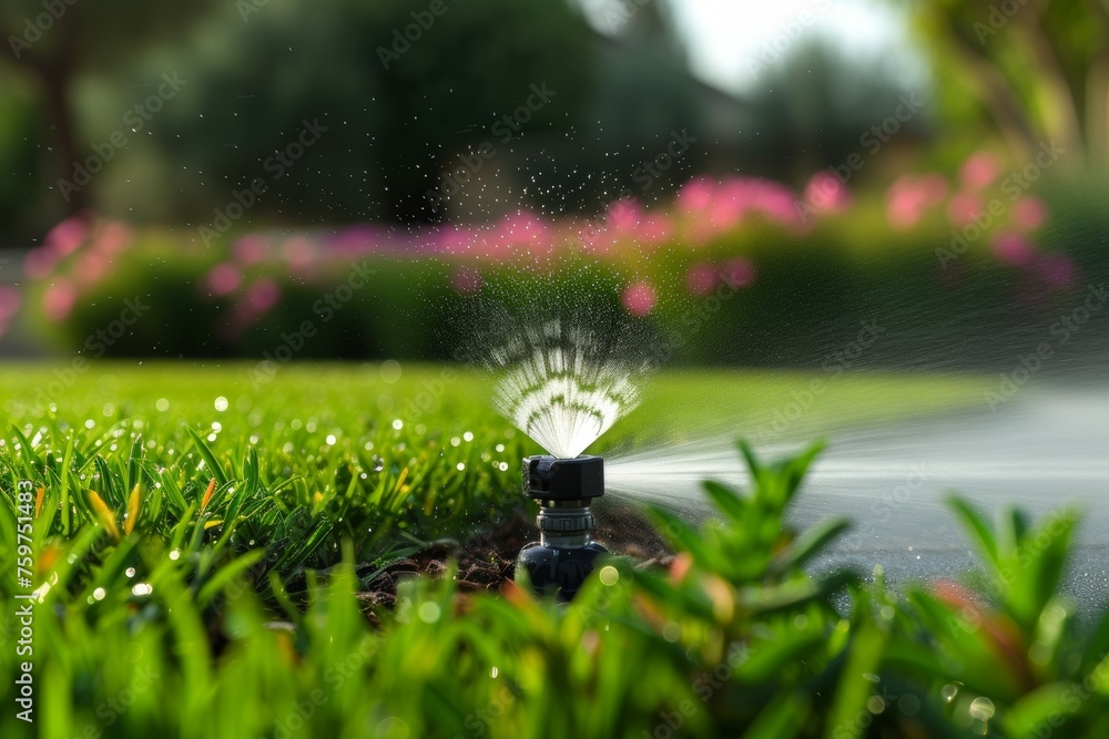 Poster watering and irrigation concept. background with selective focus and copy space