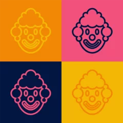 Foto op Canvas Pop art line Clown head icon isolated on color background. Vector © Iryna