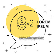 Black line Casino chip with dollar symbol icon isolated on white background. Casino gambling. Random dynamic shapes. Vector