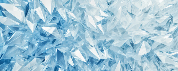 Transparent bluish crystals, closeup macro detail - abstract crystalline background. Generative AI