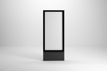 Lightbox advertising display. Blank pylon mockup. Front view, 3D rendering.