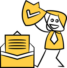 Businessman Holding Security Shield and Email Illustration
