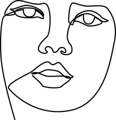 Abstract Face Line Art