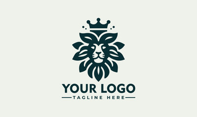Lion logo Vector design Lion Crown Flower logo Lion for Business Identity