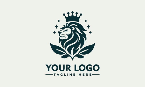 Lion logo Vector design Lion Crown Flower logo Lion for Business Identity