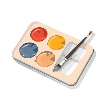 Palette for paints with paint brush icon. Graphic e