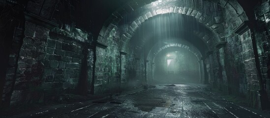 Naklejka premium Old abandoned dungeons or catacombs. Abandoned rooms and corridors.