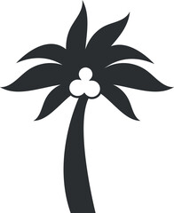 Coconut palm black silhouette. Exotic beach symbol