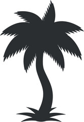 Jungle tree icon. Black tropical palm silhouette