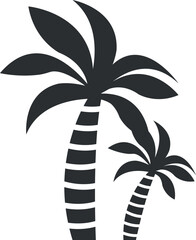 Summer beach tree icon. Black palm symbol