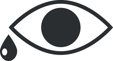 Eye with tear drop black icon. Crying logo