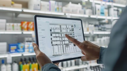 Virtual Retail Management Tablet Display of Stockroom Inventory and Reorder Alerts