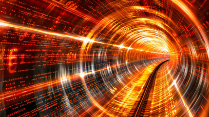 ight Speed in Digital Tunnel, Futuristic Technology