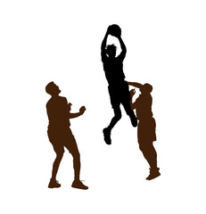 Man basketball player silhouette vector - obrazy, fototapety, plakaty