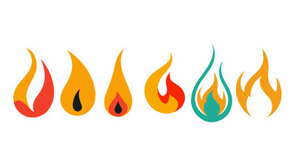 fire flames set vector on white