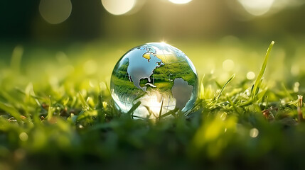 Close-up of water droplets on green leaves, environmental protection concept