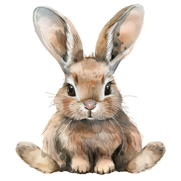 Watercolor bunny  isolated on white background. Cute Scandinavian forest animal.