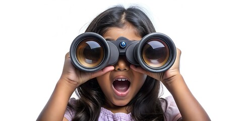 person with binoculars searching something