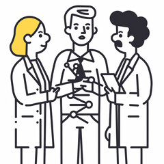 Fototapeta premium Professional Line Illustration of Scientists in Leadership Training Handbook Gen AI