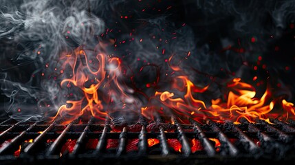 Flaming grill background