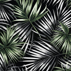 Print summer exotic jungle plant tropical palm leav