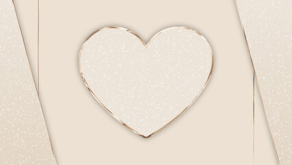 abstract luxury rose gold heart and lines background, shiny glowing stars and 3d papercut design element	