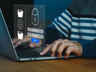 Cyber security and online internet connection data protection Access to personal information and...