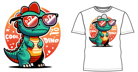 Dino Cool clothing t shirt design. - obrazy, fototapety, plakaty