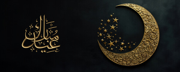 A beautiful gold-plated Crescent moon charm - obrazy, fototapety, plakaty