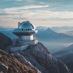 A mountaintop observatory scanning the horizon for signs of economic shifts - obrazy, fototapety, plakaty
