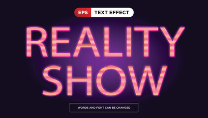 reality show neon text effect editable glow title text style