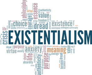 Fototapeta premium Existentialism word cloud conceptual design isolated on white background.