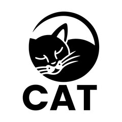 Cat logo vector art illustration black color, Cat Icon vector silhouette 11