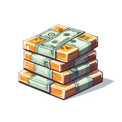Receiving money banknotes stack icon. Cash stacks m