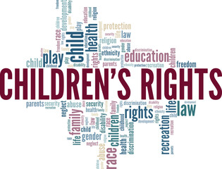 Fototapeta premium Children's Rights word cloud conceptual design isolated on white background.