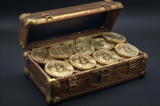 Bitcoin In The Treasure Chest Background