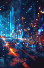 Fototapeta premium Growth diagram chart, trading, sales, business grow concept. Futuristic technological design