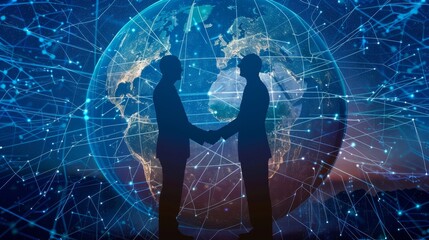 Global Handshake International Trade and Commerce Silhouette Image