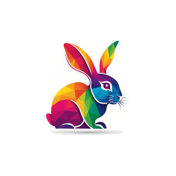 Colorful logotype of a drawn rabbit on a white background