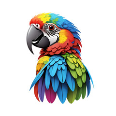 Fototapeta premium Colorful logotype of a drawn parrot on a white background
