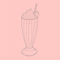 A doodle of a milkshake with a straw, hand-painted with care and attention to detail. The drawing captures the essence of a refreshing drink ready to be enjoyed