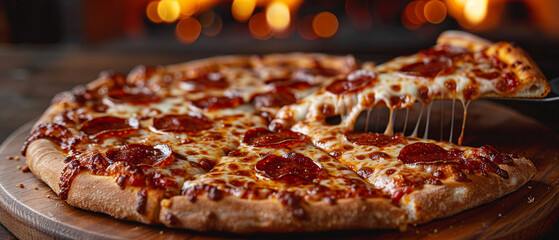 Supreme Pizza lifted slice