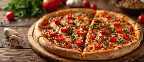 Supreme Pizza lifted slice