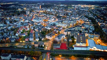Aerial view of the downtown Giessen in Germany on a late afternoon in autumn	
