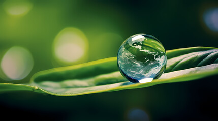 Stunning macro shot of huge water droplets on grass in the morning