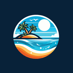 Fototapeta na wymiar Vector beach island landscape vector illustration logo design
