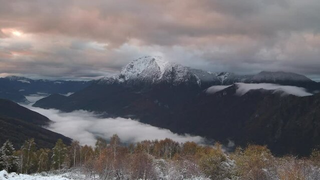 The Northern Grigna at sunrise, Como lake landscape