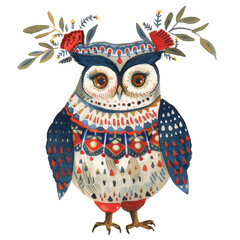 Naklejka premium Minimalist illustration of a cute owl with a transparent background