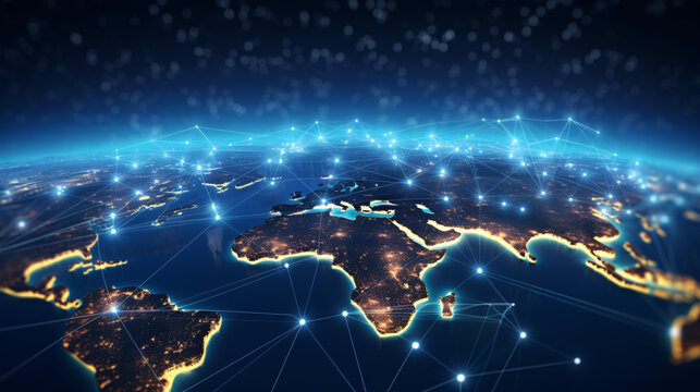 Global internet wireless networking technology abstract background